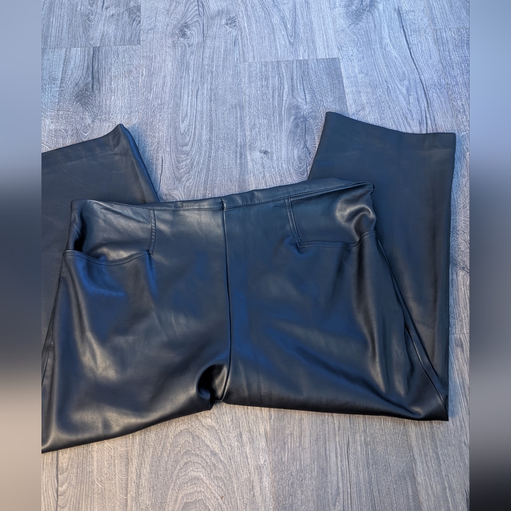 Chicos Black Faux Leather Pants - Size 10short